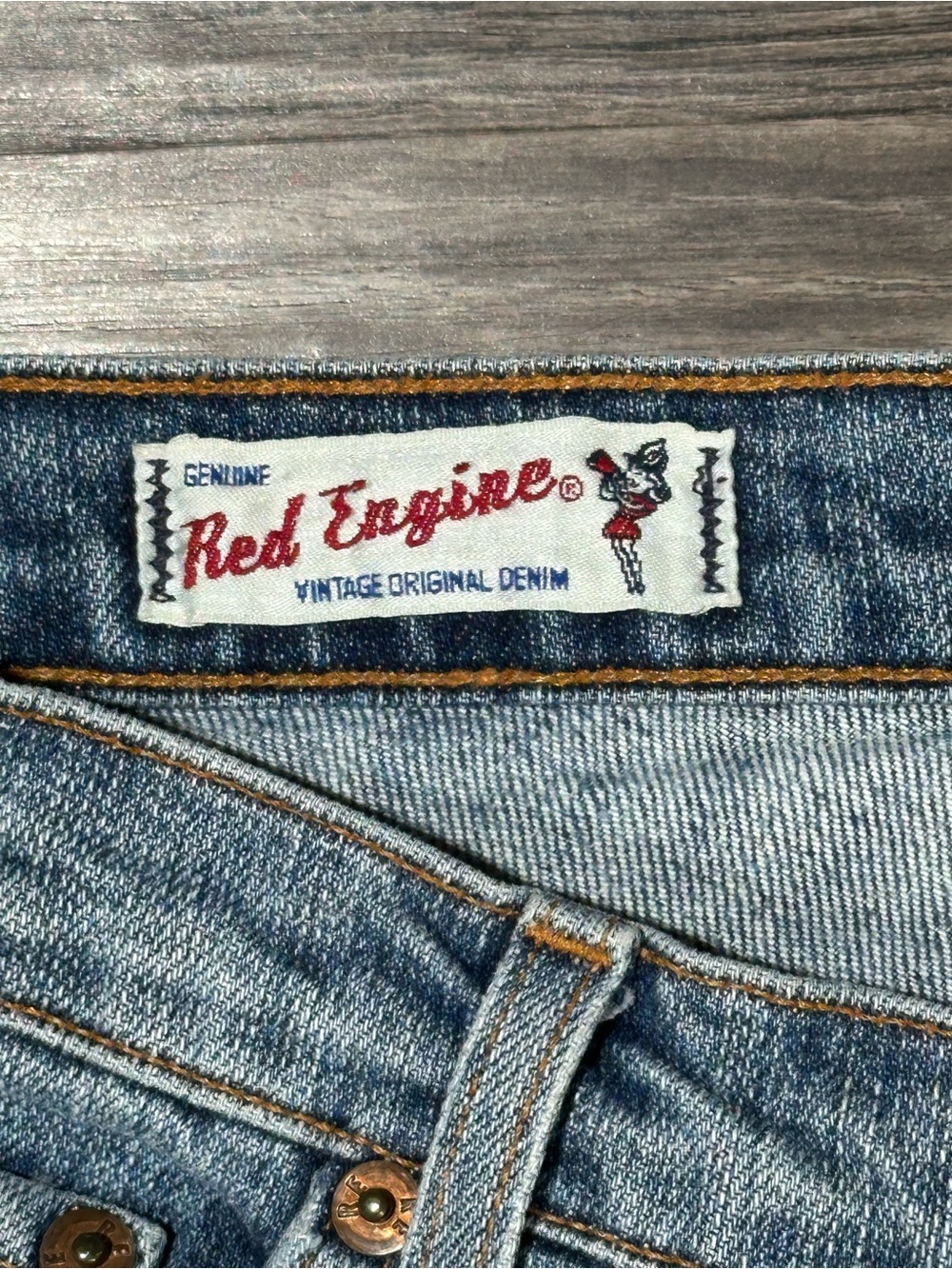 RED ENGINE Vintage Original Denim Whiskered 5 Pocket Low Rise Cropped Jeans 29 - Picture 4 of 11